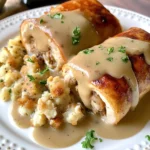 Easy Turkey & Stuffing Roll Ups with Creamy Gravy
