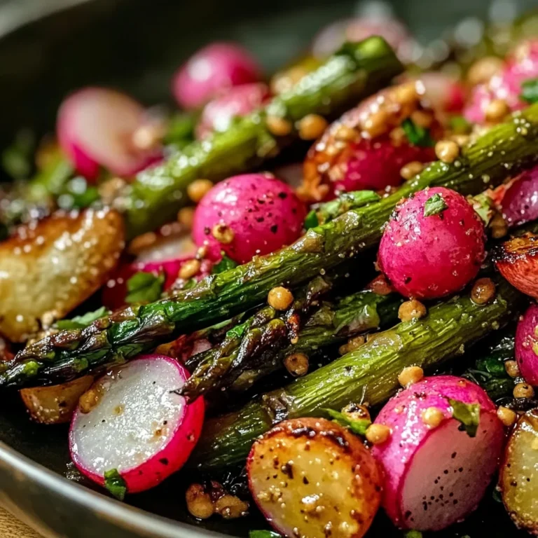 Roasted Asparagus and Radishes with Mustard Vinaigrette