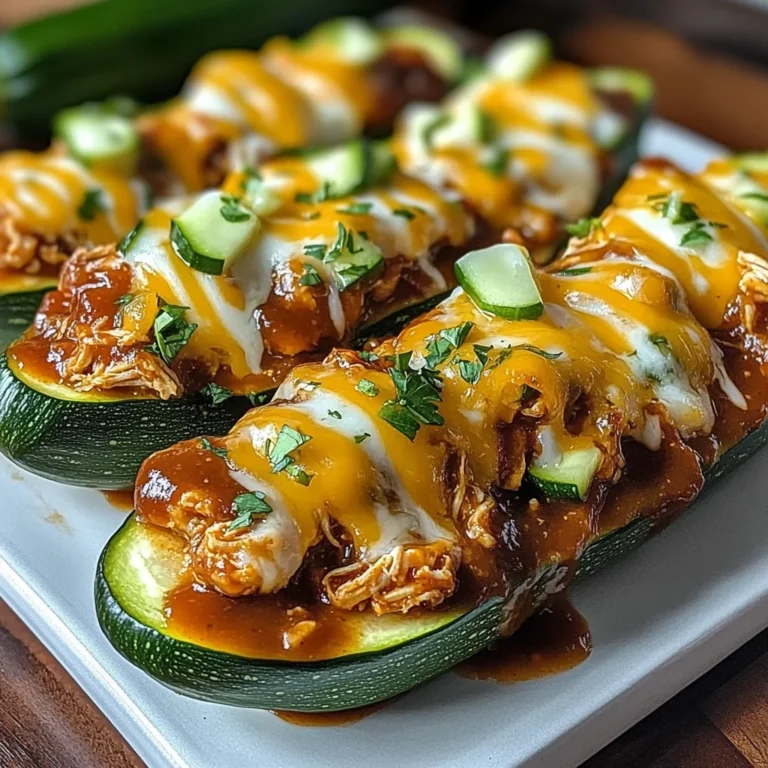 Sticky BBQ Chicken Zucchini Boats