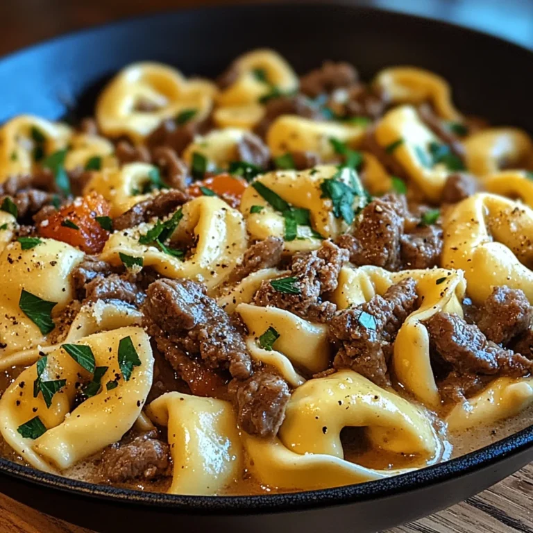 Cheesesteak Tortellini in Rich Provolone Sauce