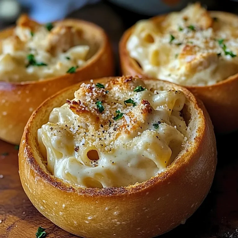 Chicken Alfredo Garlic Bread Bowls