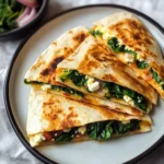 Mediterranean Quesadillas with Spinach, Feta, Mozzarella, and Red Onion