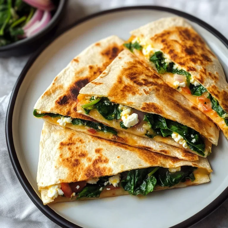 Mediterranean Quesadillas with Spinach, Feta, Mozzarella, and Red Onion