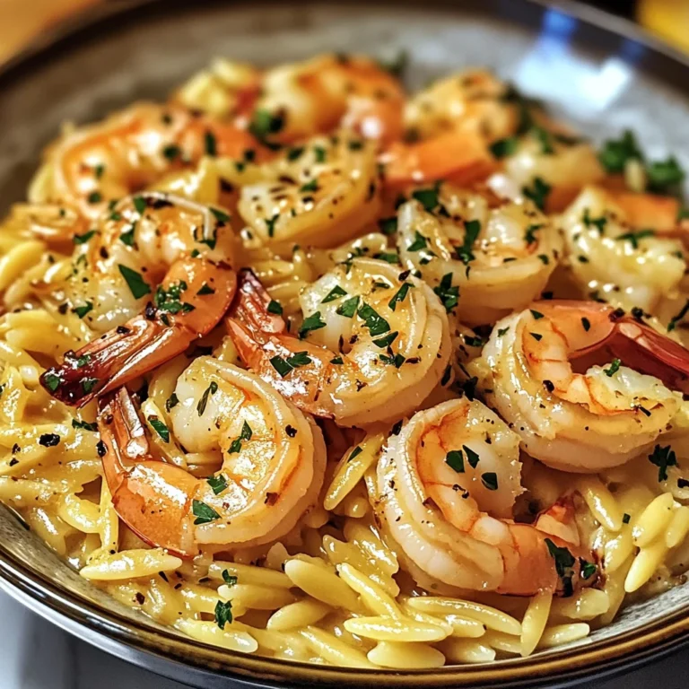 Shrimp Orzo In Lemon Garlic Sauce