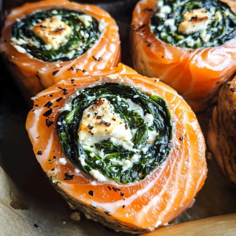 Spinach & Feta Stuffed Salmon Pinwheels