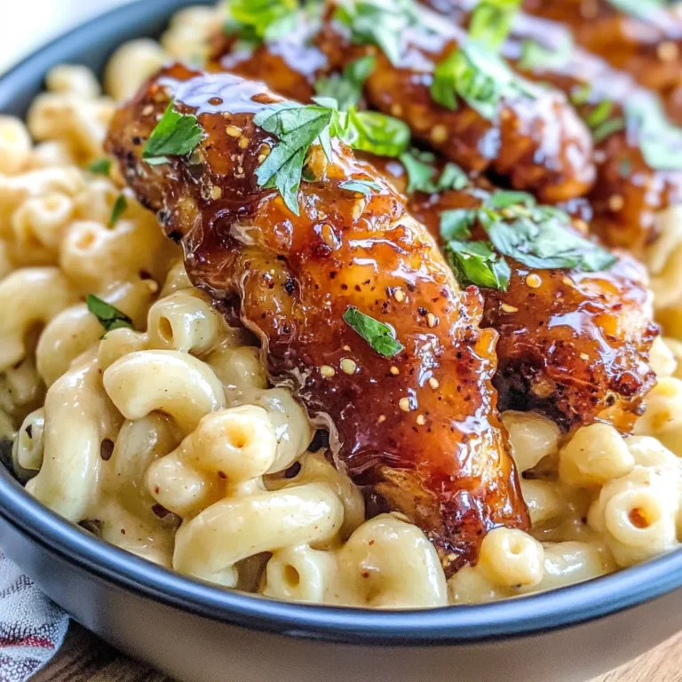 Sweet and Spicy Honey Pepper Chicken with Creamy Mac and Cheese