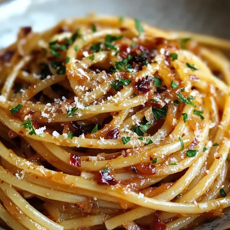 Caramelized Onion Pasta with Chilli Oil
