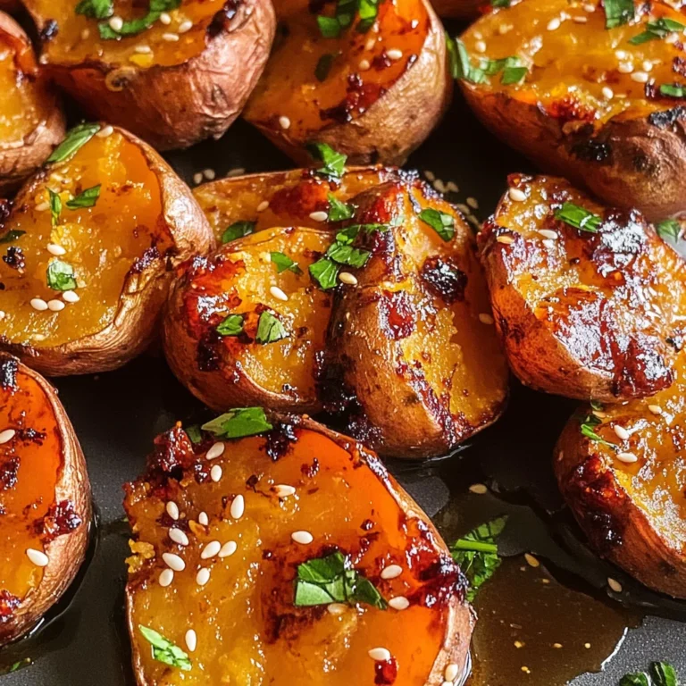 Honey Chili Smashed Sweet Potatoes