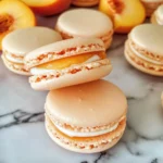 Peach Macarons with Fresh Peaches and Cream